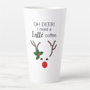 Funny Christmas Reindeer Modern Latte Mug