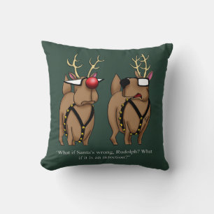 Funny Christmas Reindeer Nose Humour Throw Pillow