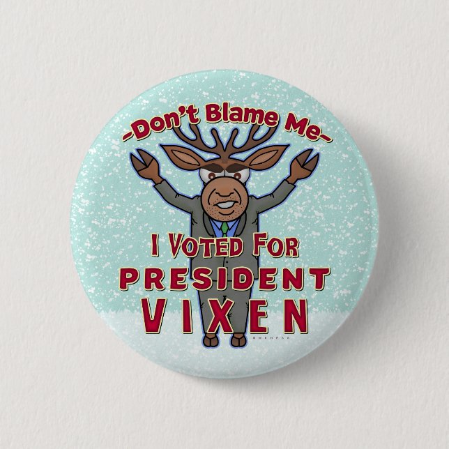 Funny Christmas Reindeer President Vixen Political 2 Inch Round Button (Front)