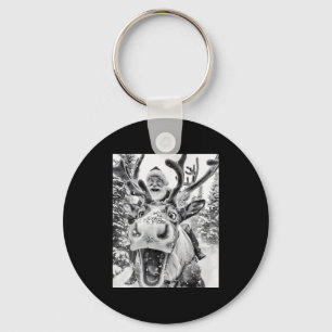 Funny Christmas Reindeer Selfie Santa Claus Xmas S Keychain