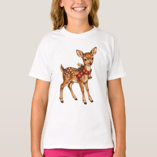 Funny Christmas Reindeer   Tangled In Lights T-Shirt