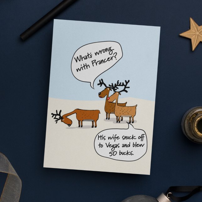 Funny Christmas Reindeer Vegas Folded Holiday Card (Creator Uploaded)