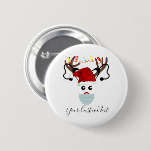 Funny Christmas Reindeer Wearing Face Mask Custom 2 Inch Round Button