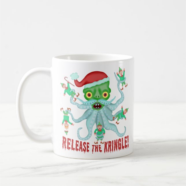 Funny Christmas Release the Kringle Santa Claus Coffee Mug (Left)
