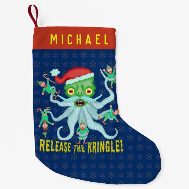 Funny Christmas Release the Kringle Santa Claus Small Christmas Stocking (Front)