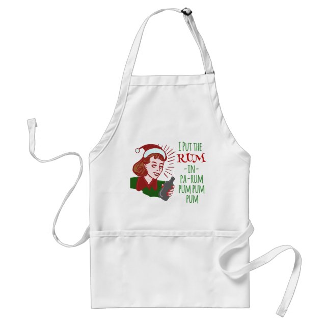 Funny Christmas Retro Drinking Rum Woman Holiday Standard Apron (Front)