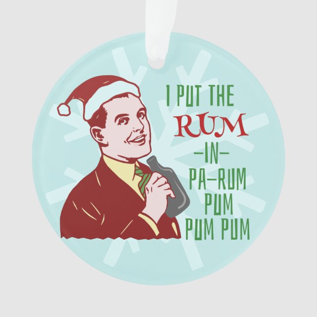 Funny Christmas Retro Rum Drinking Man Holiday Ornament (Front)