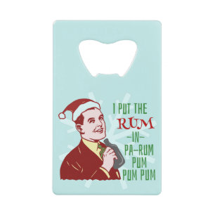 Funny Christmas Retro Rum Drinking Man Holiday Wallet Bottle Opener