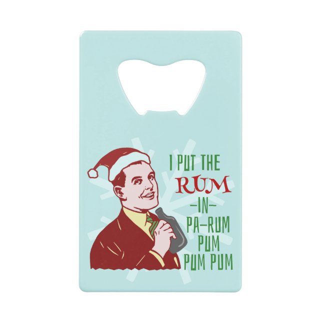 Funny Christmas Retro Rum Drinking Man Holiday Wallet Bottle Opener (Front)