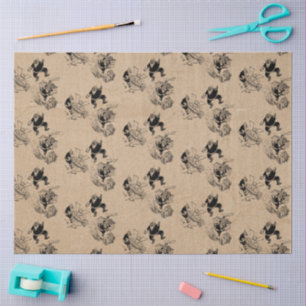 Funny Christmas Retro Vintage Santa Kraft Pattern Tissue Paper