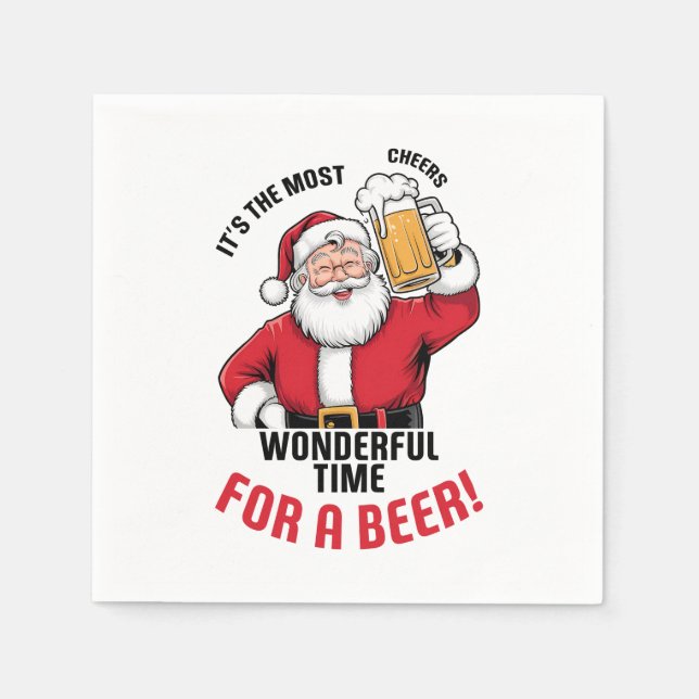 Funny Christmas root beer drinking party  Napkin (Front)