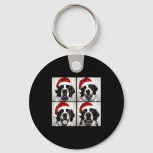 Funny Christmas Saint Bernard Santa Dog Lover Phot Keychain