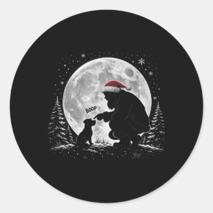 Funny Christmas Santa Boop Dog Nose Full Moon Xmas Classic Round Sticker