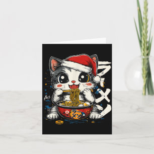 Funny Christmas Santa Cat Ramen Japanese Kawaii An Card