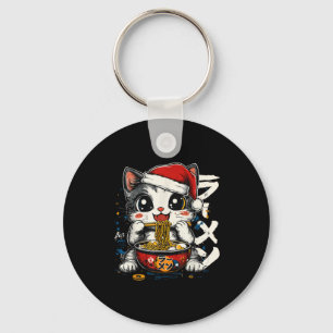 Funny Christmas Santa Cat Ramen Japanese Kawaii An Keychain