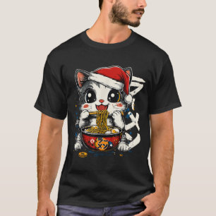 Funny Christmas Santa Cat Ramen Japanese Kawaii An T-Shirt