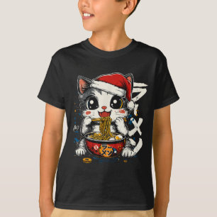 Funny Christmas Santa Cat Ramen Japanese Kawaii An T-Shirt