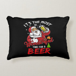 Funny Christmas Santa Claus Drinking Beer Wonderfu Accent Pillow