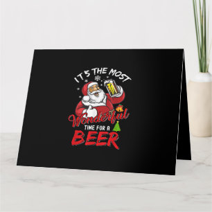 Funny Christmas Santa Claus Drinking Beer Wonderfu Card