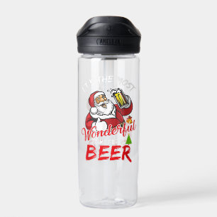 Funny Christmas Santa Claus Drinking Beer Wonderfu Water Bottle