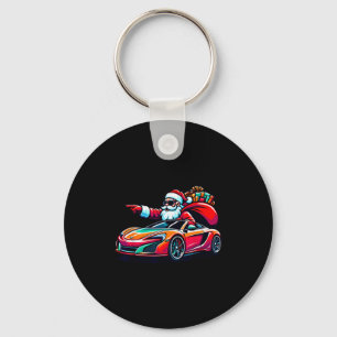 Funny Christmas Santa Claus Driving Srt Car Xmas P Keychain