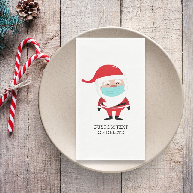 Funny Christmas Santa Claus in Face Mask Custom Napkin (Creator Uploaded)