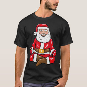 Funny Christmas Santa Claus Meditating Yoga Lover  T-Shirt