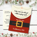 Funny Christmas Santa Claus Naughty & Nice Holiday Postcard<br><div class="desc">Have you been naughty or nice this year?  Nice with a little naughty is okay!!! This postcard features a santa claus suit and your custom text on the front and back. Funny and cute - sure to spread holiday cheer.</div>