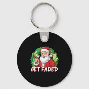 Funny Christmas Santa Claus Santa Barber Get Faded Keychain