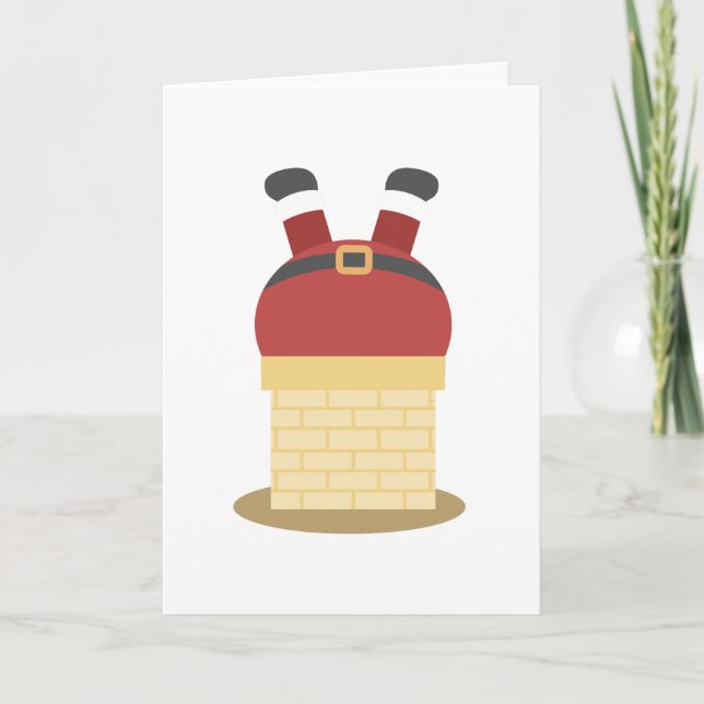Funny Christmas Santa Claus Stuck in Chimmey Holiday Card (Front)