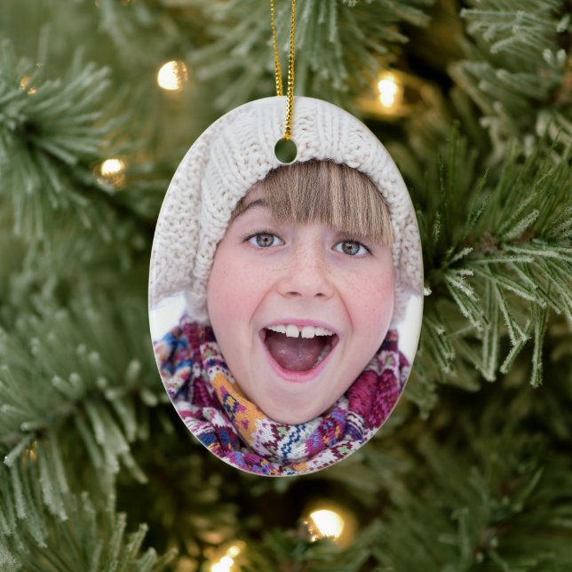 Funny Christmas Santa Claus Suit Your Photo Ceramic Ornament (Tree)