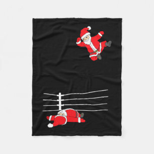 Funny Christmas Santa Claus Wrestling Xmas  Fleece Blanket