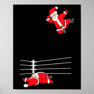 Funny Christmas Santa Claus Wrestling Xmas  Poster