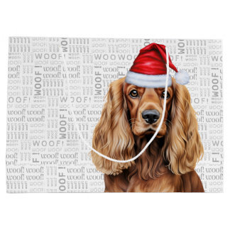Funny Christmas Santa Dog Cocker Spaniel Holiday Large Gift Bag