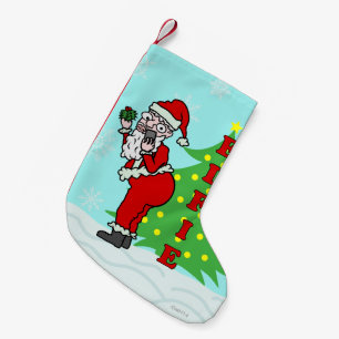 Funny Christmas Santa Elfie Small Christmas Stocking