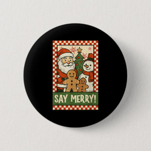 Funny Christmas Santa Gingerbread Snowman Selfie S 2 Inch Round Button
