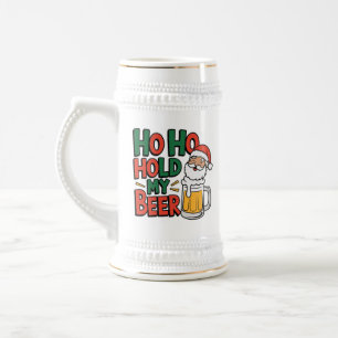 Funny Christmas Santa hold beer word art  Stein