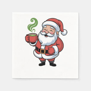 Funny Christmas Santa Hoolding a Matcha Drink Napkin
