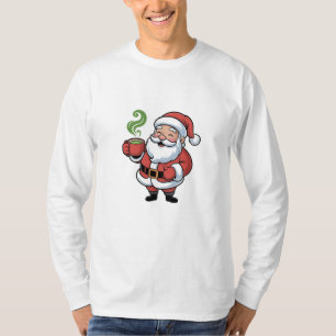 Funny Christmas Santa Hoolding a Matcha Drink T-Shirt