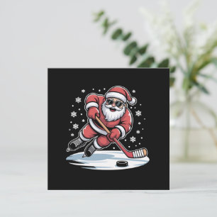 Funny Christmas Santa Playing Ice Hockey Xmas  Invitation