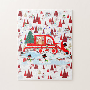 Funny Christmas Santa Plowing Snowmen Jigsaw Puzzle
