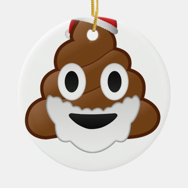 Funny Christmas Santa Poop Emoji Ceramic Ornament (Front)