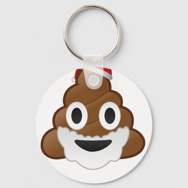 Funny Christmas Santa Poop Emoji Keychain (Front)
