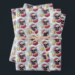 Funny Christmas Santa Pug Having a Cool Beer Wrapping Paper Sheet<br><div class="desc">Funny Christmas Santa Pug Having a Cool Beer Wrapping Paper Sheets</div>