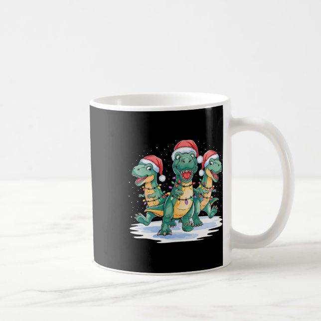 Funny Christmas Santa Reindeer Cute Dinosaur Santa Coffee Mug (Right)