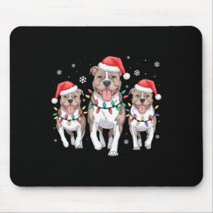 Funny Christmas Santa Reindeer Cute Pitbull Santa  Mouse Pad