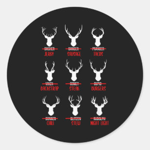 Funny Christmas Santa Reindeer List Pajamas For De Classic Round Sticker