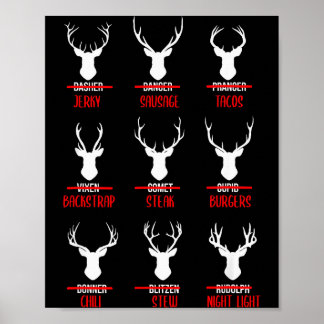 Funny Christmas Santa Reindeer List Pajamas For De Poster