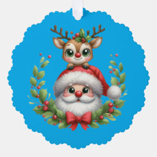 Funny Christmas Santa & Reindeer Ornament Card