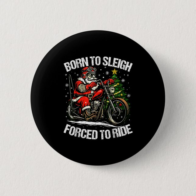 Funny Christmas Santa Riding Motorcycle Bike Biker 2 Inch Round Button (Front)